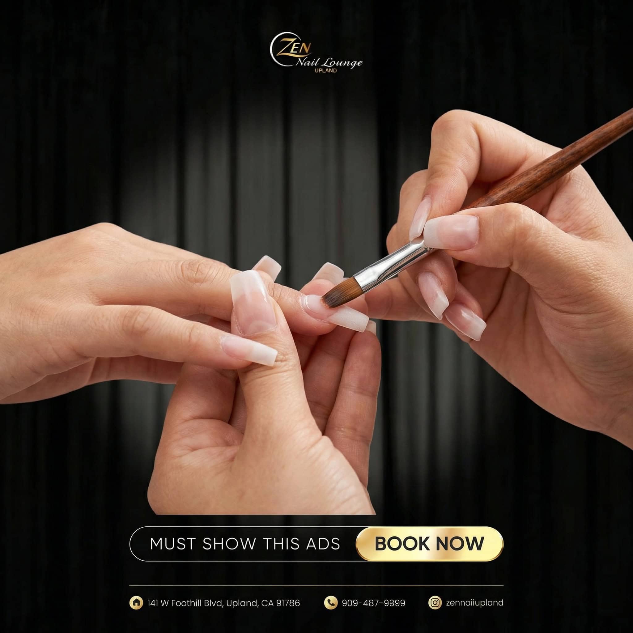 Expert technician applying acrylic nails in Upland at Levon Nails Lounge.