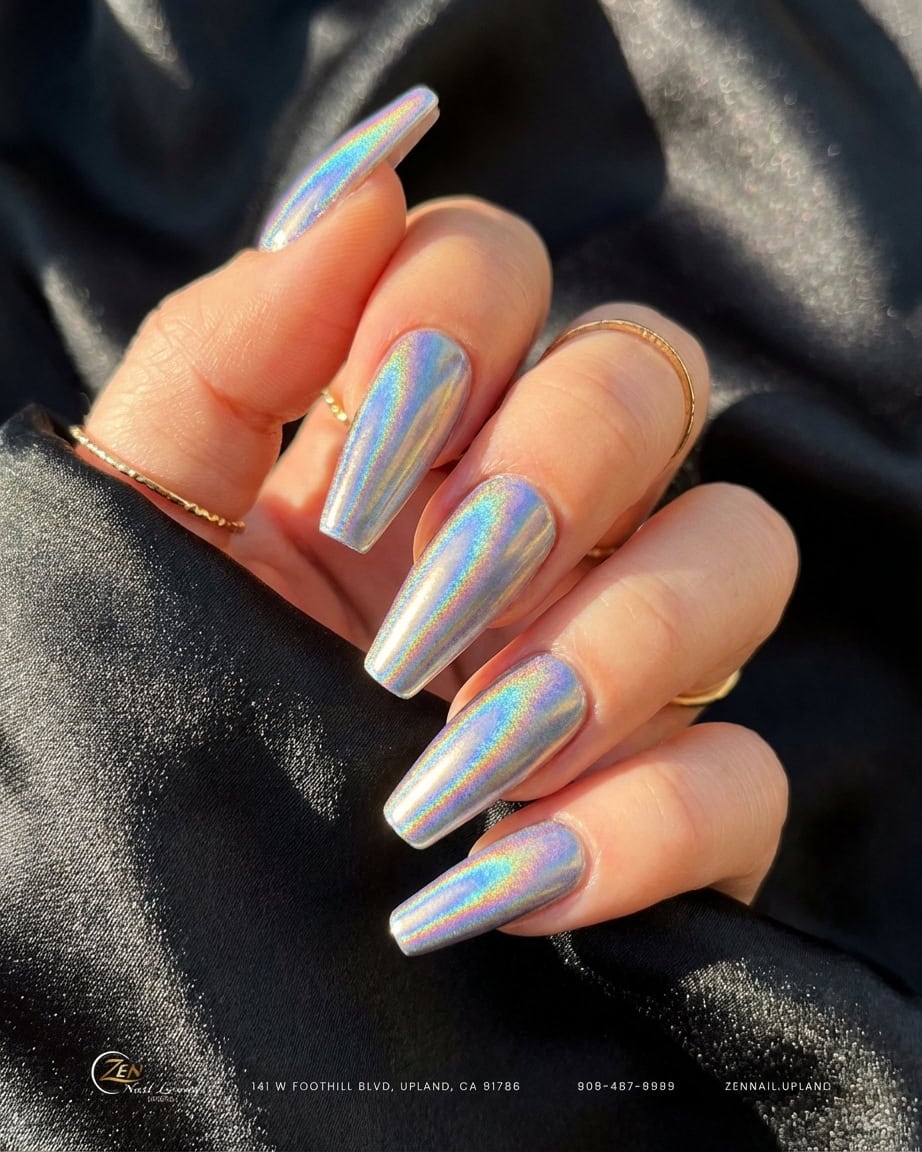 Futuristic chrome nail trends in California at Levon Nails Lounge