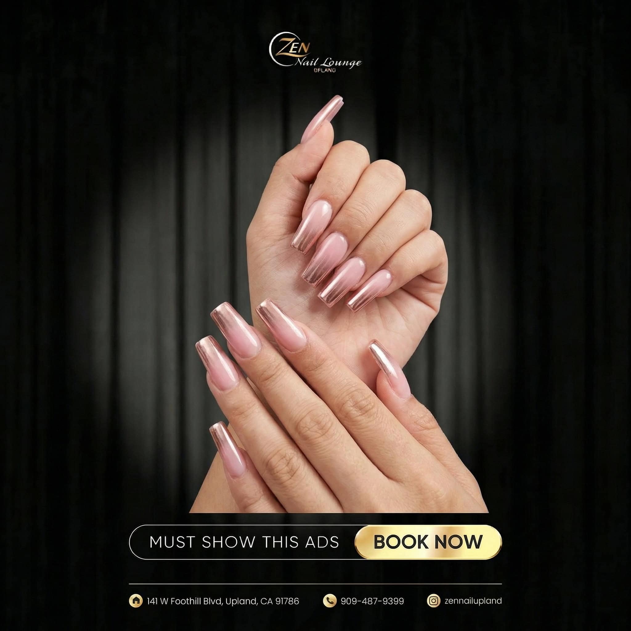 Trendy ombre acrylic nail art at Levon Nails Lounge Upland.